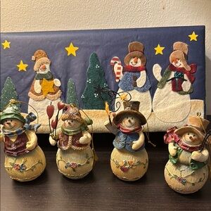 Blue and Green Holiday Decor Snowman Set